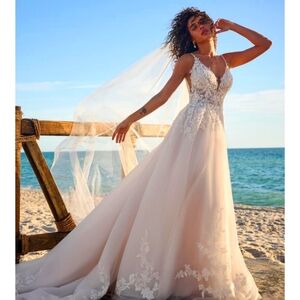 REBECCA INGRAM-LIZZY 23RK684A01 ivory glitter wedding dress